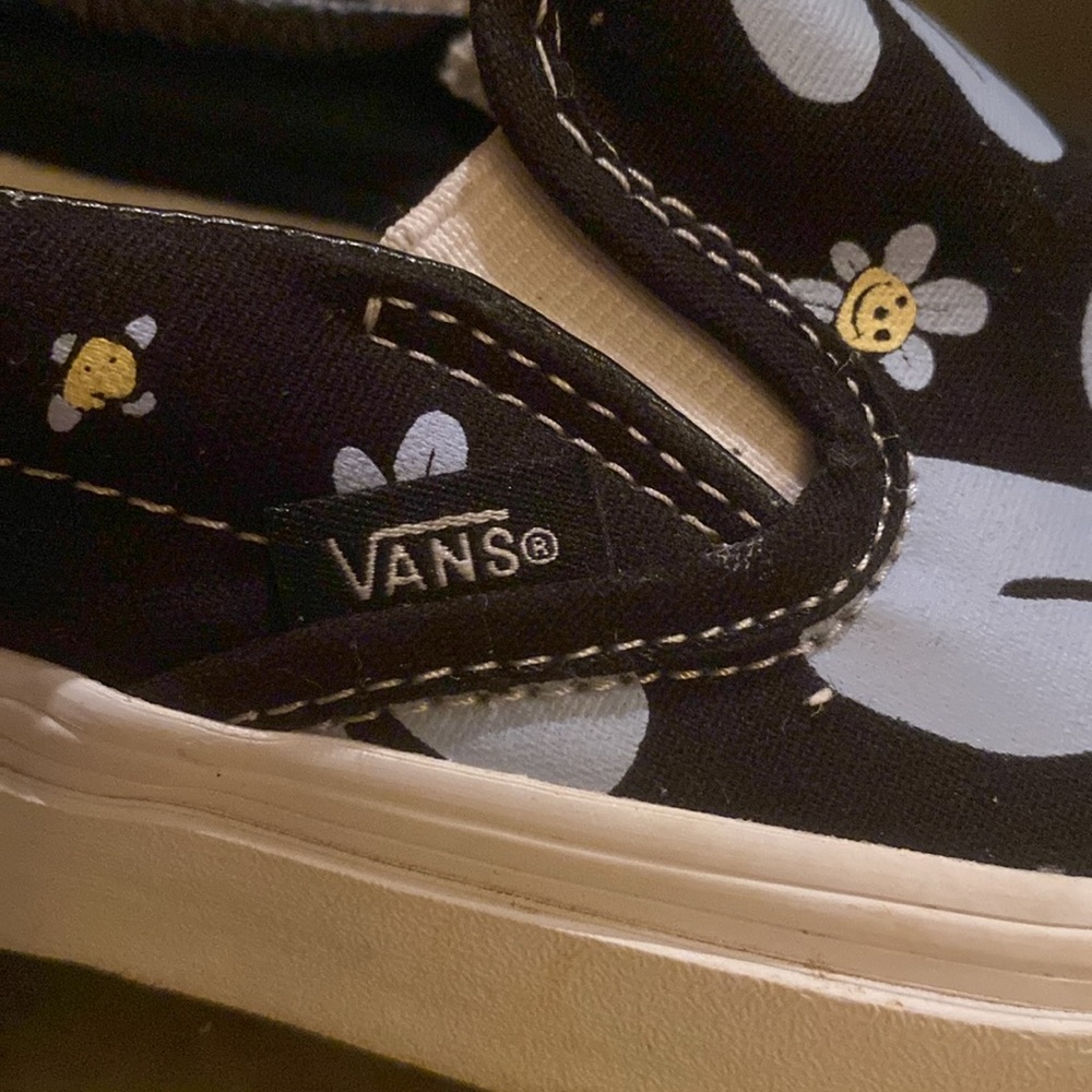 Vans Classic Daisy Trippy Grin Floral Black/Yellow Sneakers Slip-on - Picture 4 of 10